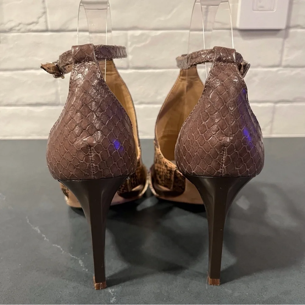 Antonio Melani sz 8 tri-color snakeprint leather high ankle strap heels